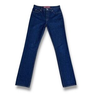 Vintage 90s GUESS ? Dark Wash Red Selvedge Jeans 30x36 Straight Leg Made In USA